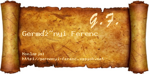 Germányi Ferenc névjegykártya